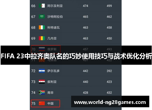FIFA 23中拉齐奥队名的巧妙使用技巧与战术优化分析