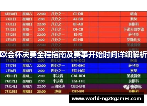 欧会杯决赛全程指南及赛事开始时间详细解析