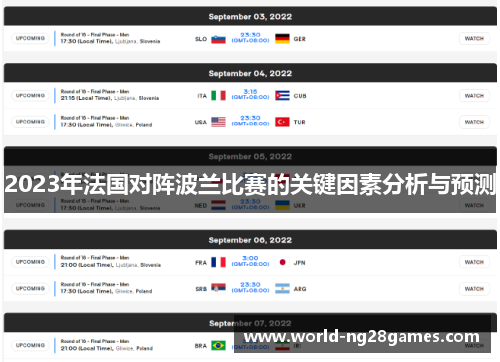 2023年法国对阵波兰比赛的关键因素分析与预测